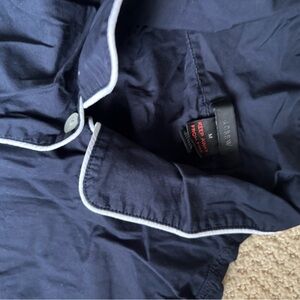 J. Crew Midnight Blue PJ Top and Bottoms with White Trim